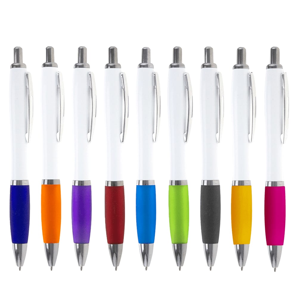 Nash Ballpoint Pen w/ White Barrel & Coloured Grip