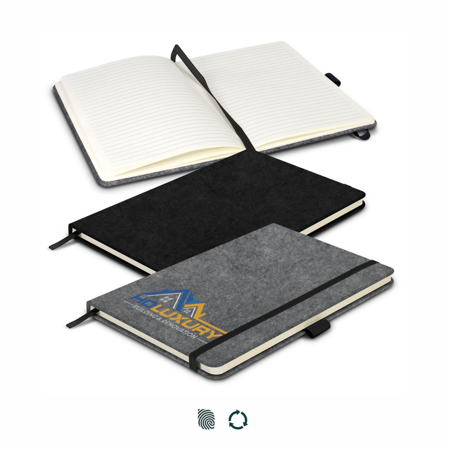 Eco RPET Felt Hard Cover Notebook